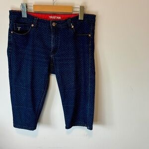 Tristan, Women's Bermuda, Dark Blue Denim, Polka Dot, Jean shorts, SZ 8